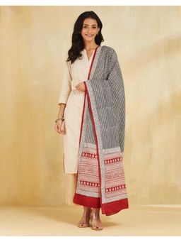 Fabindia - Off White Cotton Bagh Geometric Printed Dupatta