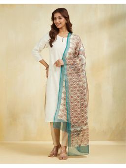 Fabindia - Multi-Color Natural Cotton Silk Geometric Printed Dupatta