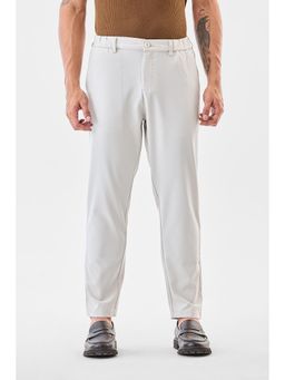 Snitch - Men White Textured Formal Slim Trouser