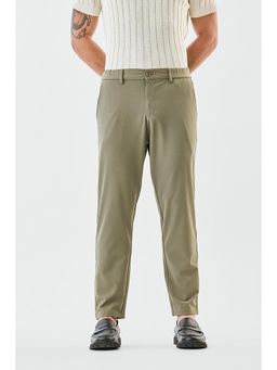 Snitch - Men Green Textured Slim Formal Trouser