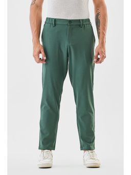 Snitch - Men Green Textured Slim Formal Trouser