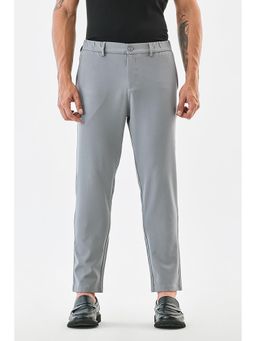 Snitch - Men Grey Textured Slim Formal Trouser