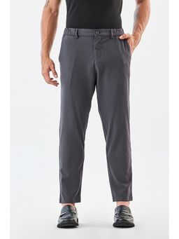 Snitch - Men Grey Textured Slim Formal Trouser