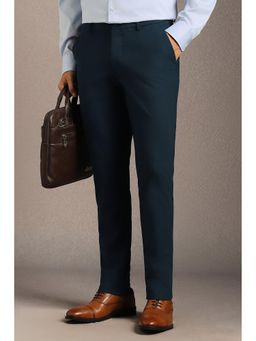 Louis Philippe - Men Navy Blue Solid Formal Slim Trouser