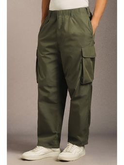 Louis Philippe - Men Olive Solid Casual Cargo