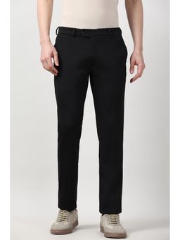 Peter England - Men Black Solid Formal Trouser