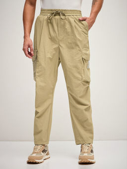The Bear House - Men's Beige Solid Cargo
