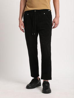 The Bear House - Men Black Stripes Relaxed Fit Corduroy Trouser