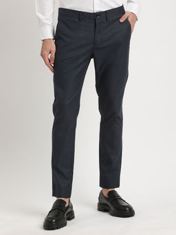 The Bear House - Men Black Solid Slim Fit Formal Trouser