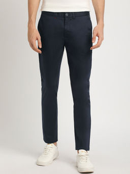 The Bear House - Men's Blue Slim Fit Mid Rise Casual Trouser