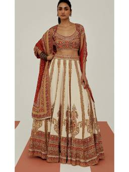 Basanti Kapde aur Koffee - Ivory Sienna Royale Embroidered Lehenga with Blouse and Dupatta