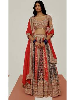 Basanti Kapde aur Koffee - Multi Colour Embroidered Lehenga with Blouse and Dupatta