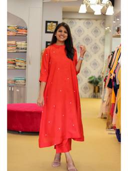Pink Tree - Red Dotted Kurta with Pants
