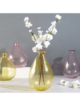 HomeTown - Phiona Glass Modern Organic Shapped Handcrafted 31 Cm Vase in Yellow Colour