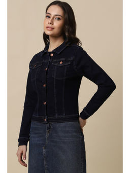 Allen Solly - Women Navy Blue Solid Casual Jacket