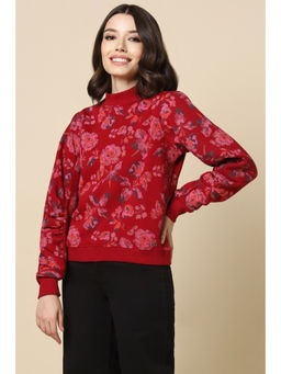 Allen Solly - Women Red Floral Print Round Neck Sweatshirt