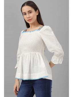 Allen Solly - Women White Embroidered Casual Top