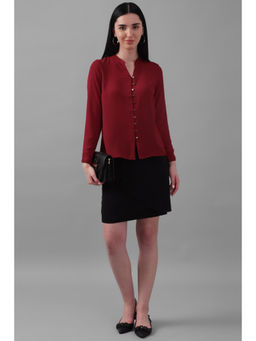 Allen Solly - Women Maroon Solid Casual Top