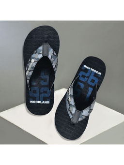 WOODLAND - Mens Round Toe Printed Flipflops-Navy Blue