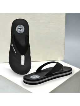 WOODLAND - Round Toe Mens FlipFlops-Black