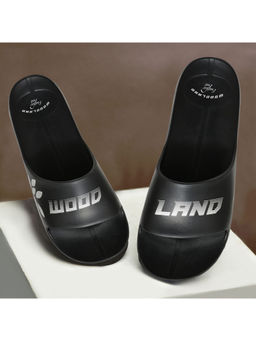 WOODLAND - Mens Printed Slip On Sliders-Black