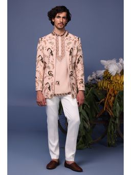 KALPRAAG - Pink Viscose Embroidered Kurta Jacket Set