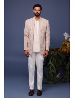 KALPRAAG - Ivory Viscose Embroidered Kurta with Jacket and Trouser