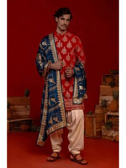 KALPRAAG - Pravar Red Kurta with Patiala Pant and Dupatta