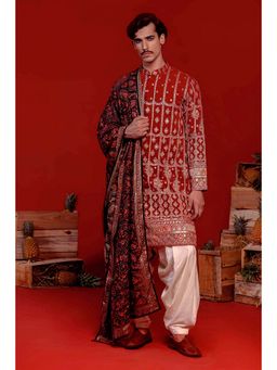 KALPRAAG - Krish Maroon Kurta with Patiala Pant and Dupatta