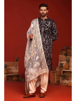 KALPRAAG - Ruhit Navy Blue Kurta with Patiala Pant and Dupatta