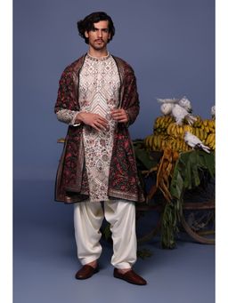 KALPRAAG - Ivory Viscose Embroidered Kurta with Salwar and Dupatta