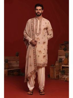 KALPRAAG - Brija Beige Kurta with Patiala Pant and Dupatta