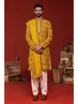 KALPRAAG - Chaitanya Haldi Yellow Kurta with Patiala Pant and Dupatta