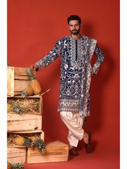 KALPRAAG - Charvik Royal Blue Kurta with Patiala Pant and Dupatta