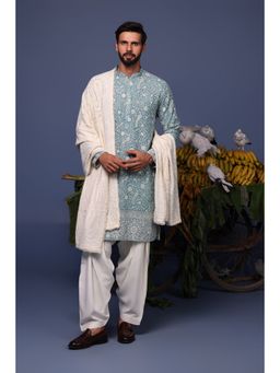 KALPRAAG - Blue Viscose Embroidered Kurta with Salwar and Dupatta