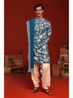 KALPRAAG - Samar Teal Kurta with Patiala Pant and Dupatta
