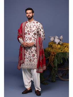 KALPRAAG - Ivory Viscose Embroidered Kurta with Salwar and Dupatta