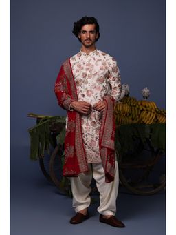 KALPRAAG - Ivory Viscose Embroidered Kurta with Salwar and Dupatta