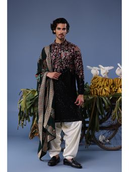 KALPRAAG - Black Viscose Embroidered Kurta with Salwar and Dupatta