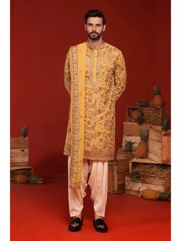 KALPRAAG - Vardhan Haldi Yellow Kurta with Patiala Pant and Dupatta
