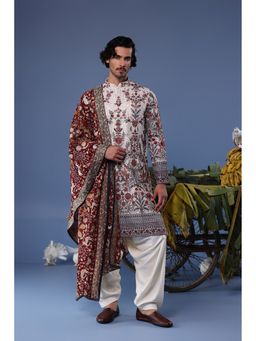 KALPRAAG - Ivory Viscose Embroidered Kurta with Salwar and Dupatta