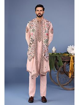 KALPRAAG - Pink Viscose Embroidered Kurta Jacket Set