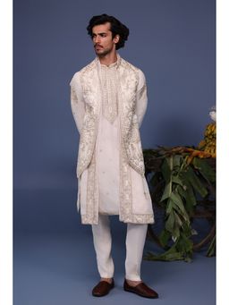 KALPRAAG - Ivory Viscose Embroidered Kurta Jacket Set