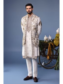 KALPRAAG - Ivory Viscose Embroidered Kurta Jacket Set