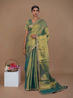 Huts and Looms - Green Solid Saree