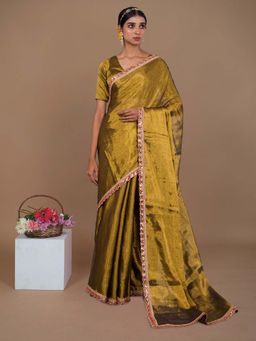 Huts and Looms - Gold Solid Saree