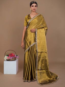 Huts and Looms - Gold Solid Saree
