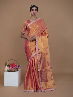 Huts and Looms - Gold Solid Saree