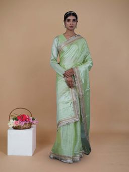 Huts and Looms - Green Solid Saree