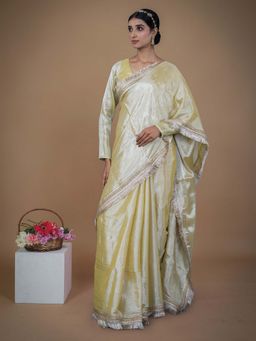 Huts and Looms - Yellow Solid Saree